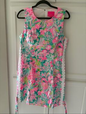 Lilly Pulitzer Pink & Teal Floral Sleeveless Shift Dress size 12